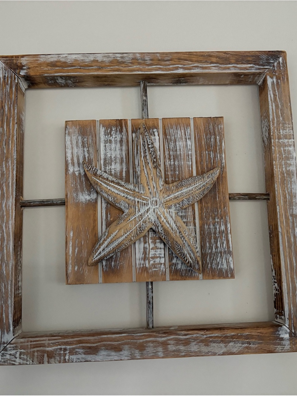 Rustic Starfish Wood Wall Accent - Brown